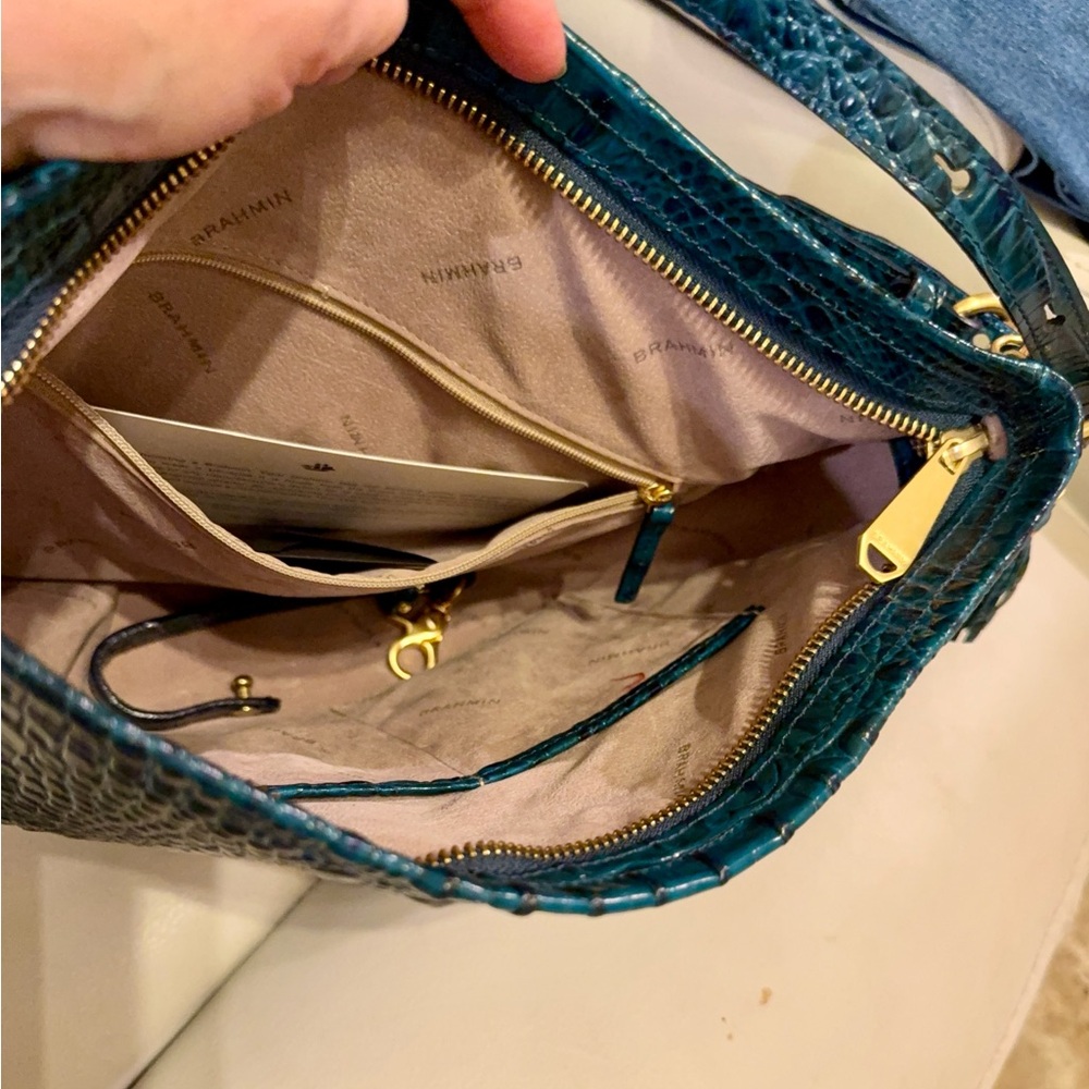 BRAHMIN SHAYNA .. Elegant Teal Crocodile-Embossed Women's Bag - Picture 4 of 4